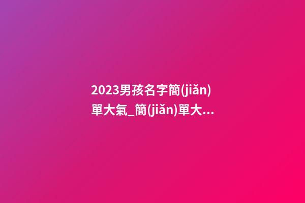2023男孩名字簡(jiǎn)單大氣_簡(jiǎn)單大氣名字大全 寶寶取名大全2023年屬豬-第1張-公司起名-玄機(jī)派